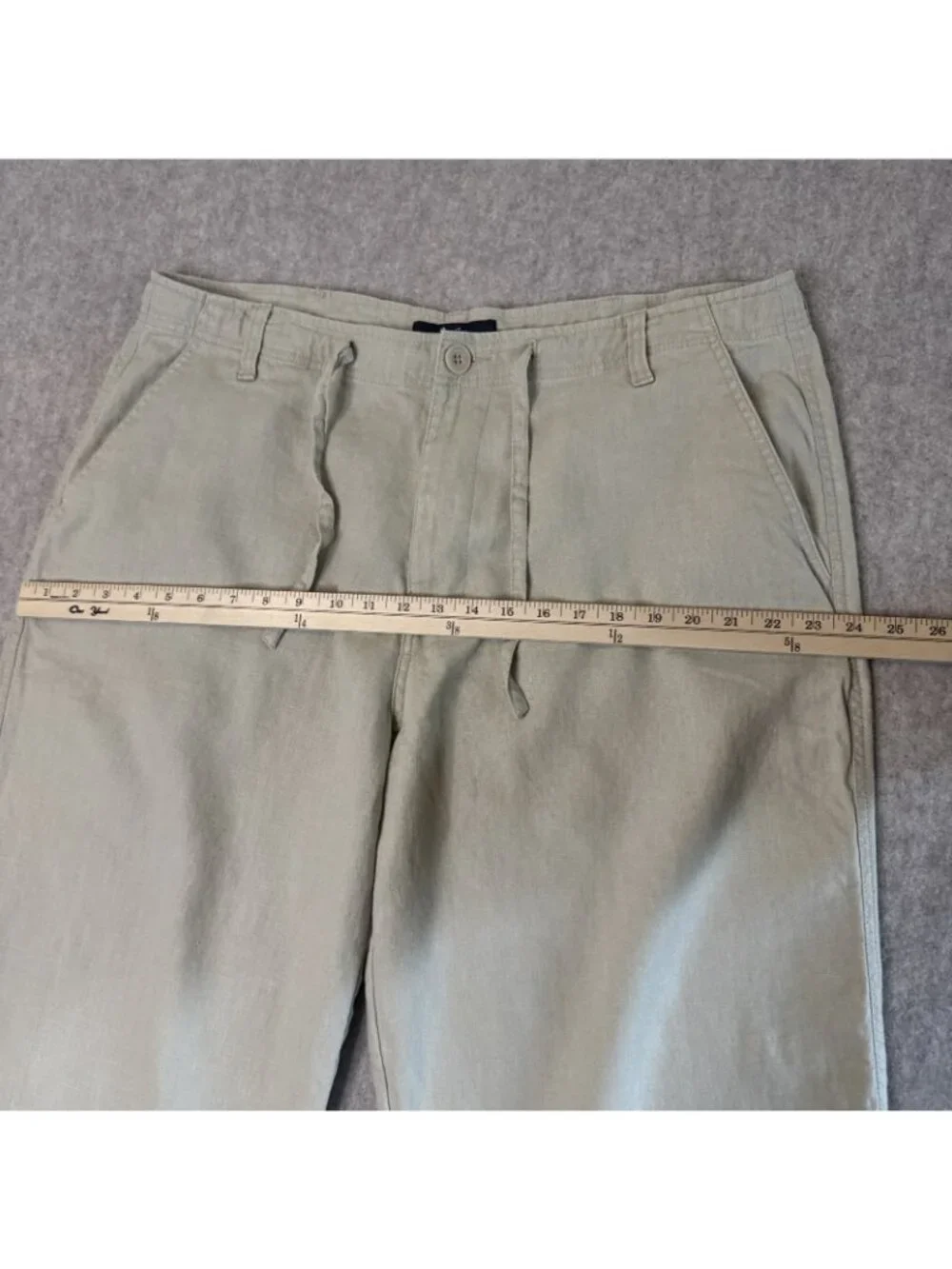 Sean John 100% Linen Drawstring Pants Men's 40x33 Khaki Straight Leg